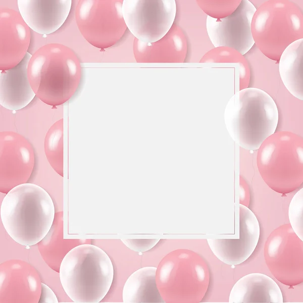White Banner Balloons Gradient Mesh Vector Illustration — Stock Vector