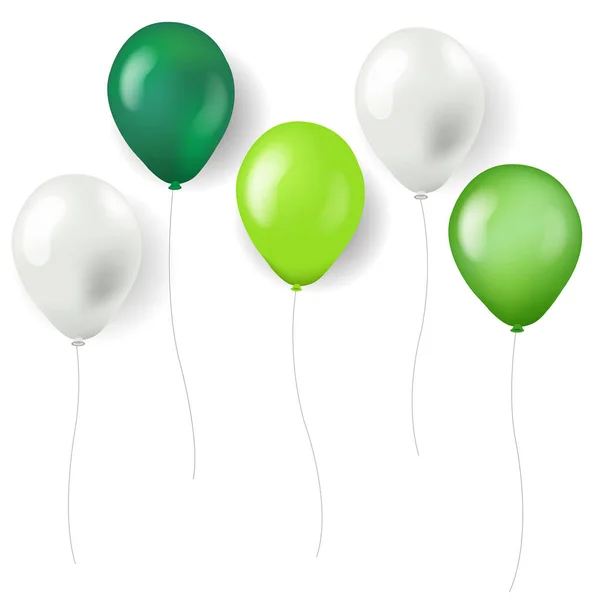 Zielone Balony Izolowane Siatką Gradientową Ilustracja Wektora — Wektor stockowy