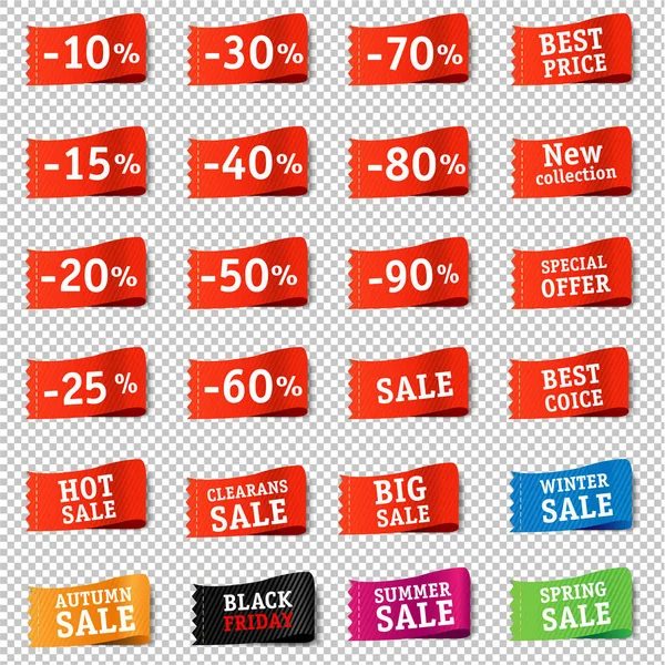 Price Tags Set transparent Background — Stock Vector