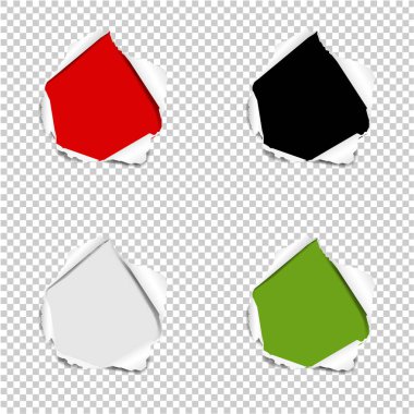 Delik seti yırtık kağıt Izole şeffaf arka plan