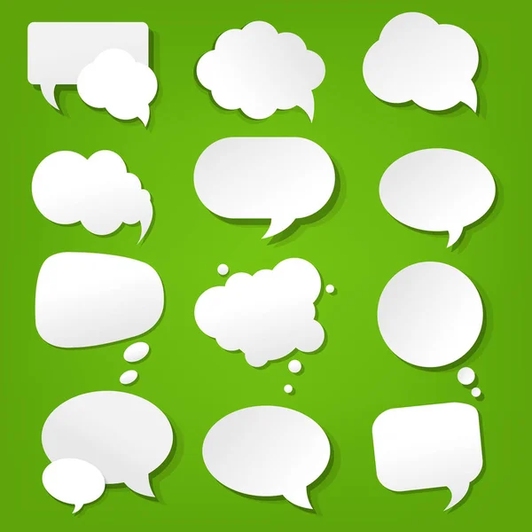 语音气泡集合绿色背景 — 图库矢量图片