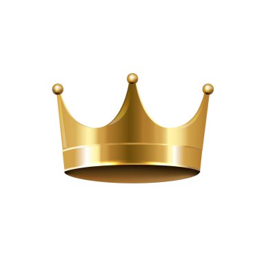 Golden Crown İzole Beyaz Arka Plan, Vektör Illustratio