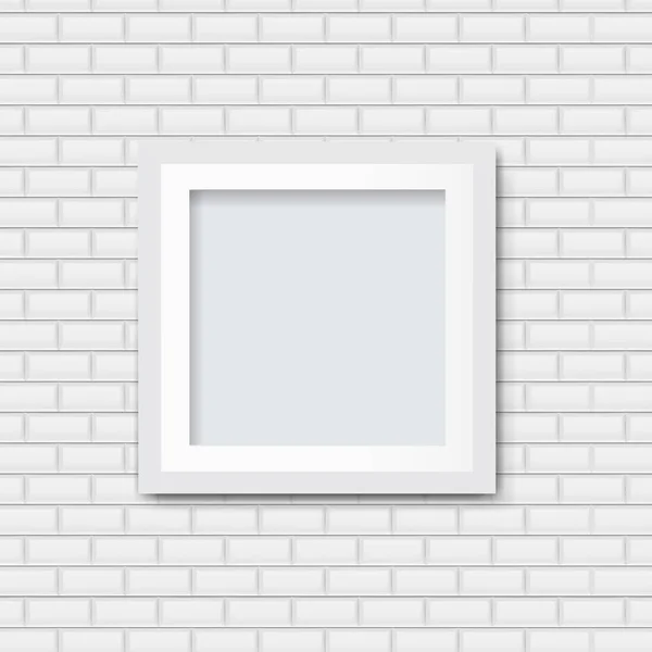 Picture Frame White Brick Background Gradient Mesh Vector Illustration — Stock Vector