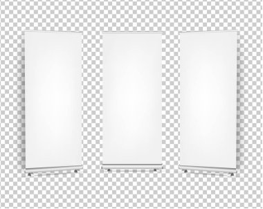 Koleksiyon Roll Up Banners Yalıtılmış Saydam Arka Plan Ayarlayın