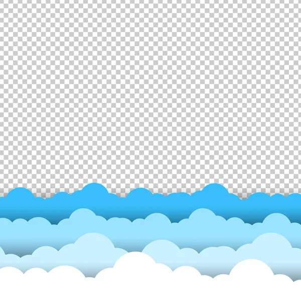 Blue and White Sky Clouds Border Transparent Background — стоковый вектор