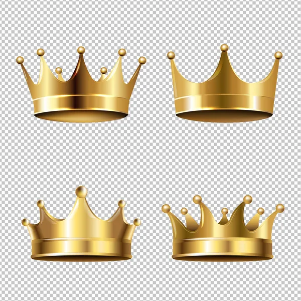 Crown Set Isolated Transparent Background — Stock Vector