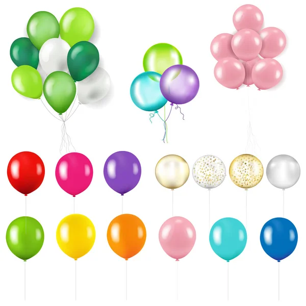 Kolorowy zestaw balonów Izolowane przejrzyste tło — Wektor stockowy