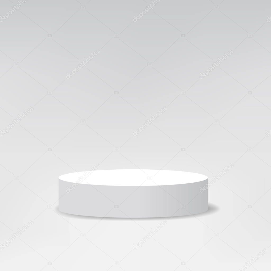 White Round Podium Pedestal Scene