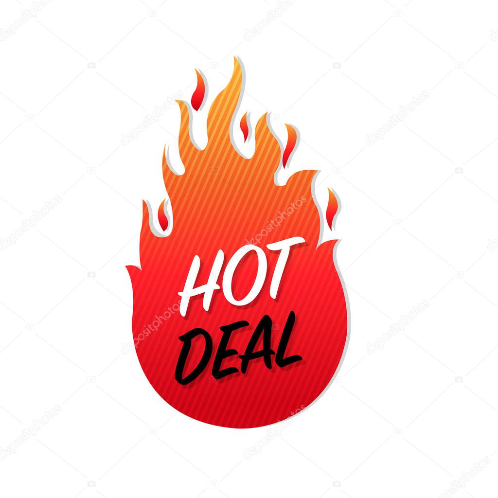 Hot Deals Label Isolated White Background