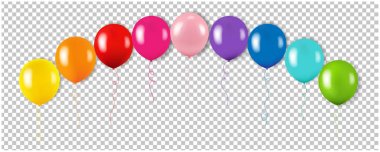 Renkli Garland balon Izole şeffaf arka plan Ile