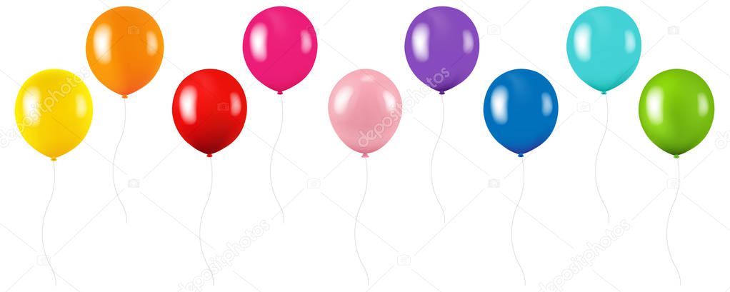 Colorful Balloon Collection Isolated White Background