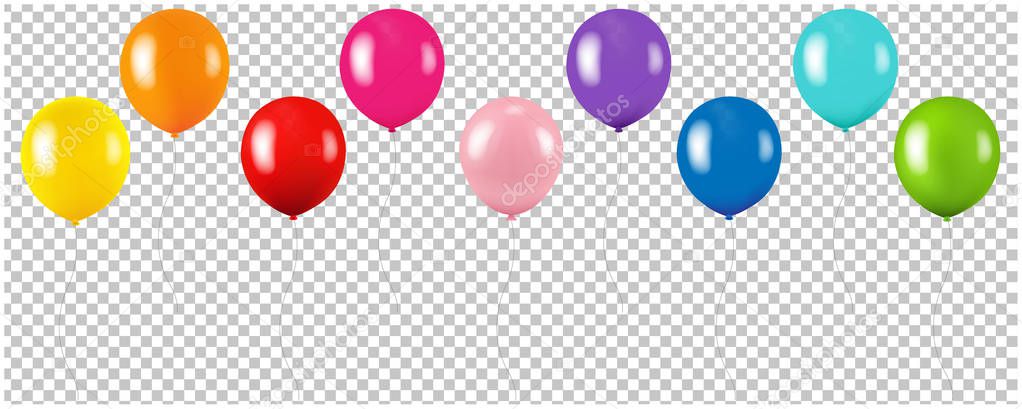 Colorful Balloon Collection Isolated Transparent Background