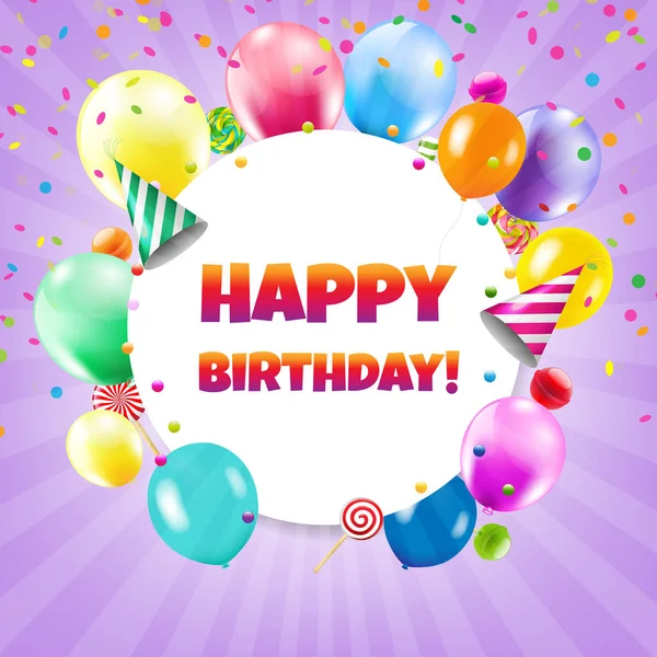 Happy Birthday Card With Balloons — Stock Vector