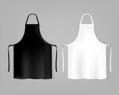 Mockup Beyaz Ve Siyah Önlük izole Gri Arka Plan