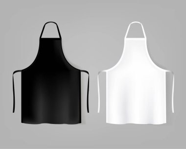 Mockup White And Black Aprons Isolated Grey Background clipart