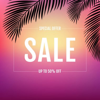 Palmiye yapraklı yaz afişi