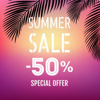 Palm Yaprak İzole ile Yaz Satılık Banner