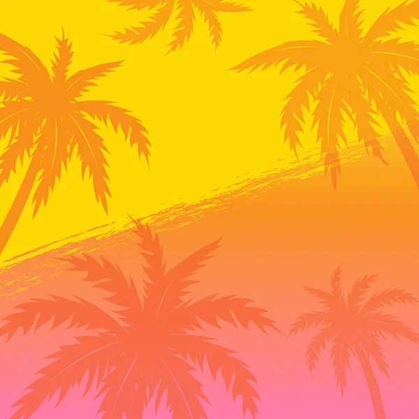 Bandeira de verão com palmeiras — Vetor de Stock