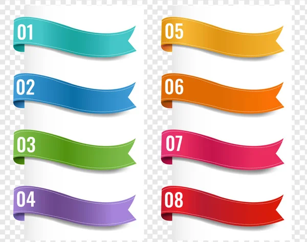 Colorato Infografic Ribbon Set isolato sfondo trasparente — Vettoriale Stock