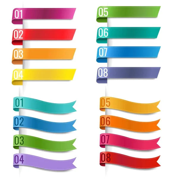 Infografic cintas coloridas colección fondo blanco — Vector de stock