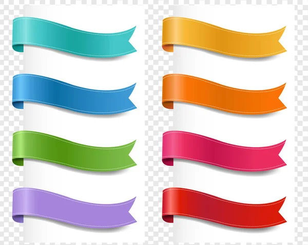 Colorful Ribbon Set Isolated Transparent Background — Stock Vector