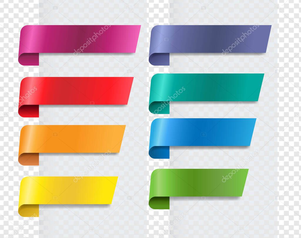 Silk Colorful Ribbons Set Transparent Background