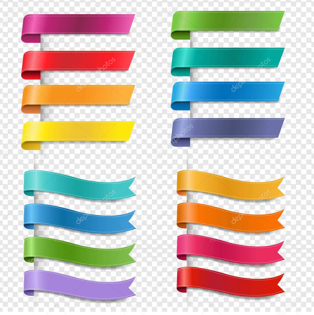 Silk Colorful Ribbons collection Transparent Background
