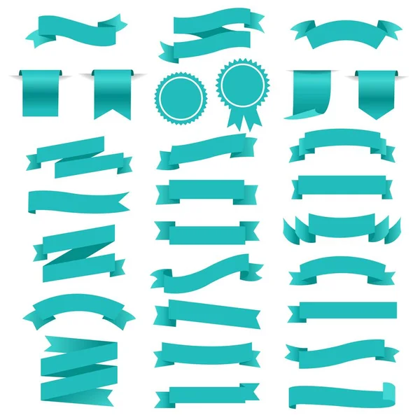 Ensemble de rubans blancs en papier rétro bleu — Image vectorielle