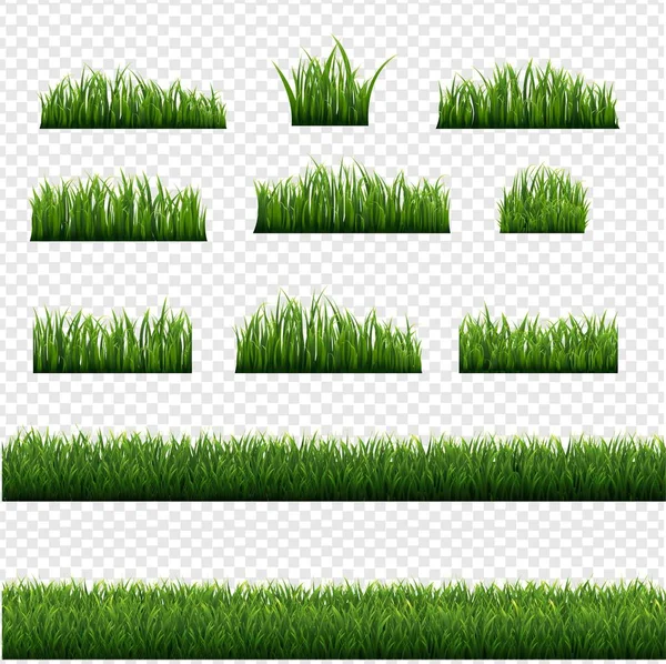 Big Green Grass Frame Set isolato sfondo trasparente — Vettoriale Stock