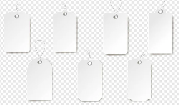 White Labels Collection Isolated Transparent Background — Stock Vector
