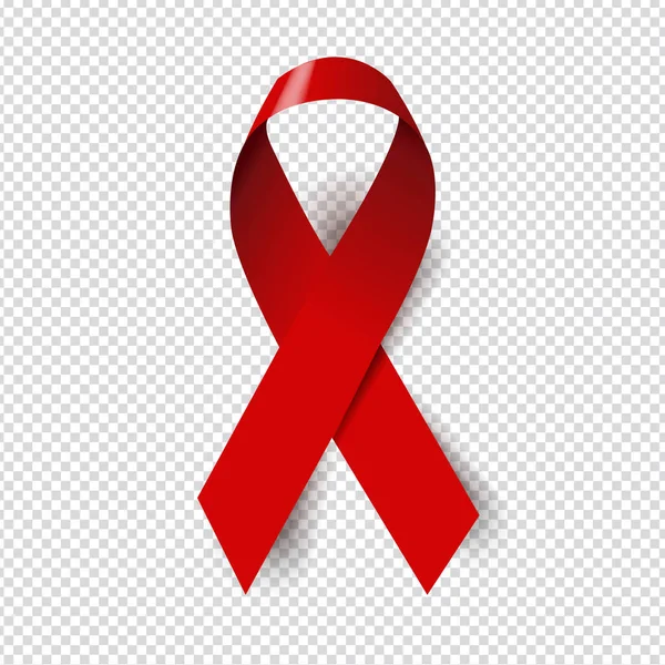 Red Ribbon World Aids Day Symbol Fundo transparente — Vetor de Stock