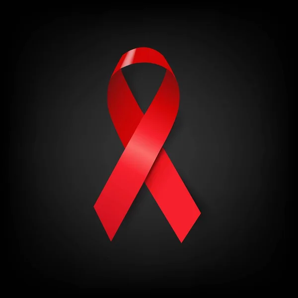 Aids Day Symbool Red Ribbon Black Poster — Stockvector