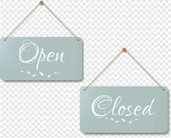 Vintage Open And Closed Sign Isolated Transparent Background — Stock Vector