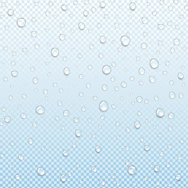 Goccia d'acqua isolato trasparente sfondo blu — Vettoriale Stock