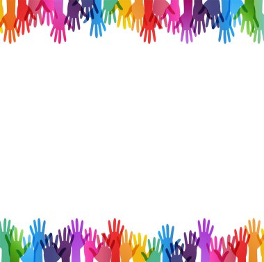 Renkli El Yazdırma Kenarlığı İzole Beyaz Arkaplan