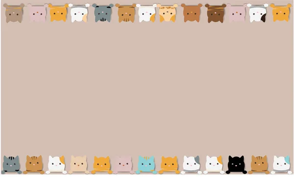 Kahverengi arkaplanlı Renkli Kedi Posteri — Stok Vektör