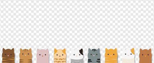 Color Gatos Frontera Aislado Fondo transparente — Vector de stock