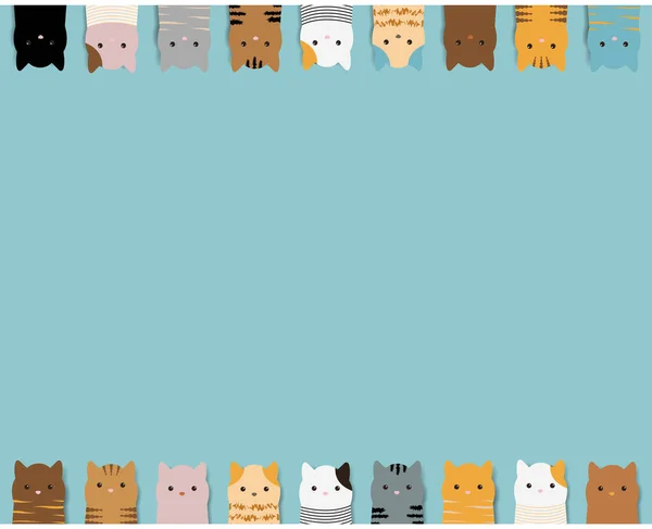 Katzen Border Isolated Mint Hintergrund — Stockvektor