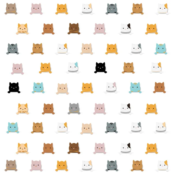 Kleurrijke kat poster geïsoleerde witte achtergrond — Stockvector