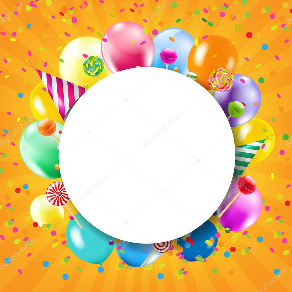 Birthday Banner With Colorful Balloons