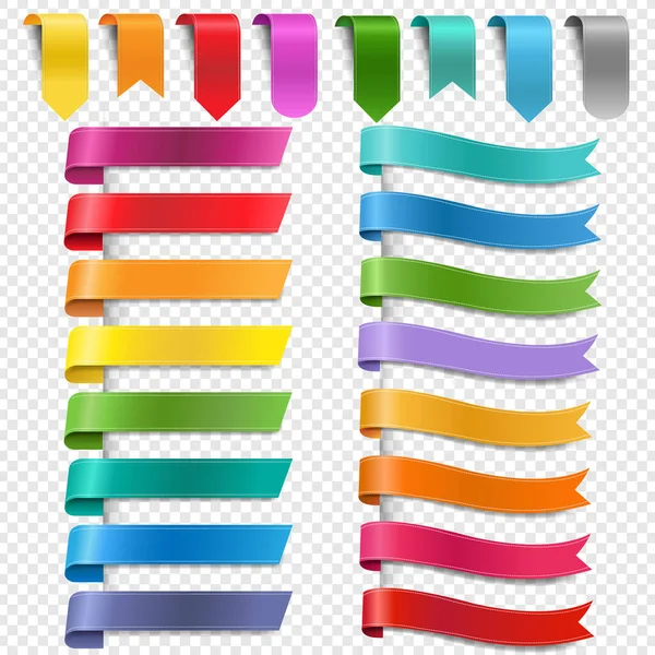 Colorful Ribbon Collection Isolated Transparent Background Gradient Mesh Vector Illustration — Stock Vector