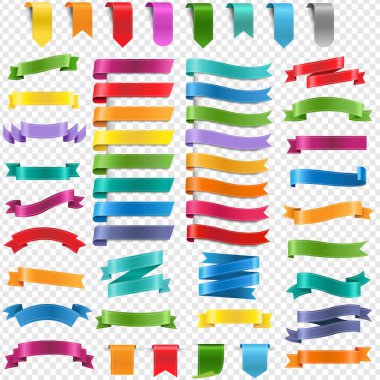 Colorful Ribbons And Labels Collection Transparent Background clipart