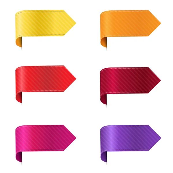 Conjunto de cinta colorida de seda aislada con fondo blanco — Vector de stock