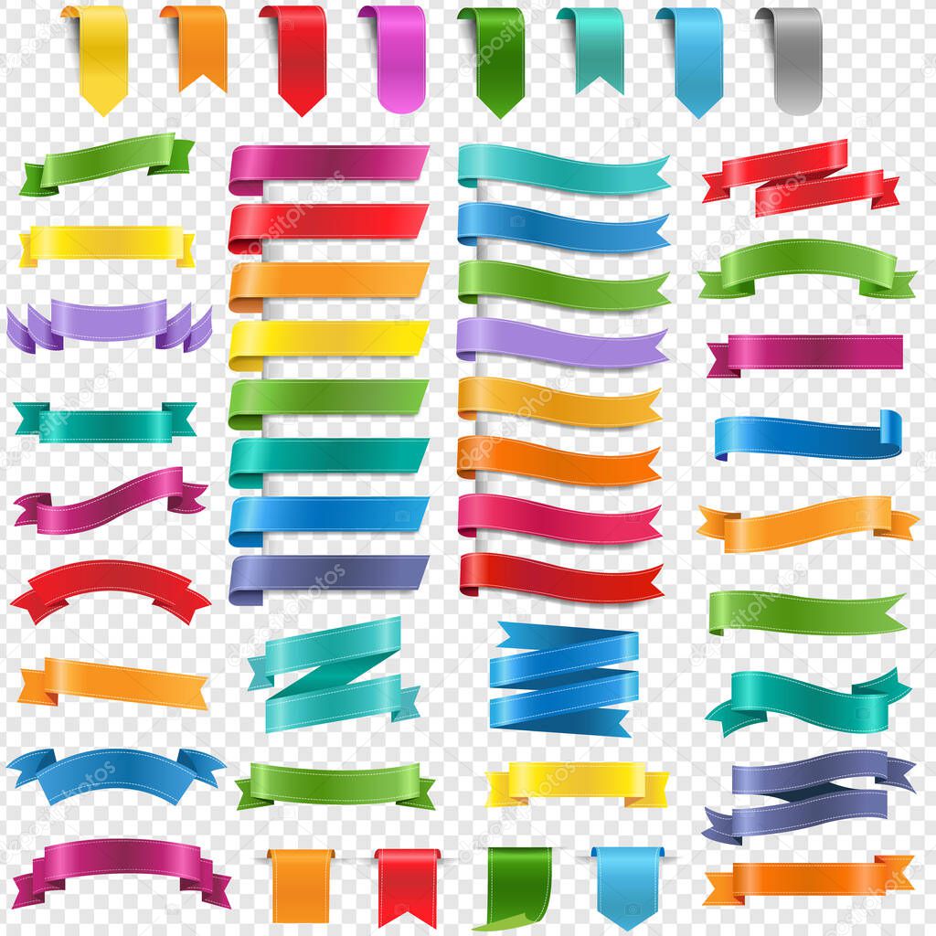 Colorful Ribbons And Labels Collection Transparent Background
