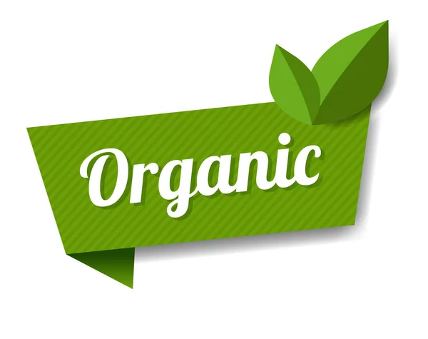 Organisk etikett med blad vit bakgrund — Stock vektor