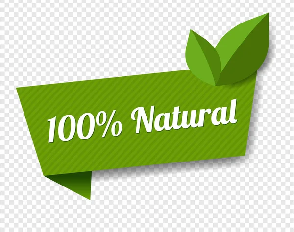 Natural Label With Leaves Transparent Background — Stock Vector