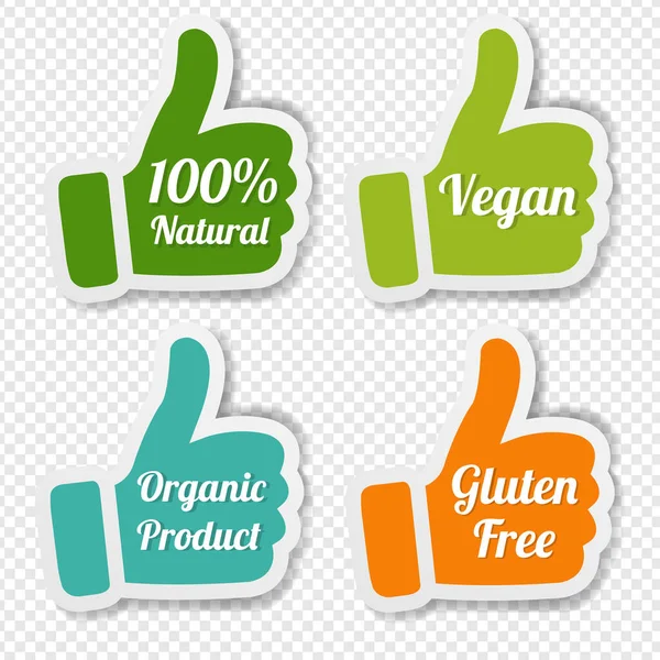 Natural Labels Set Isolated Transparent background — Stock Vector