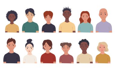 Büyük Portre İnsanları, Vektör İllüstrasyonu