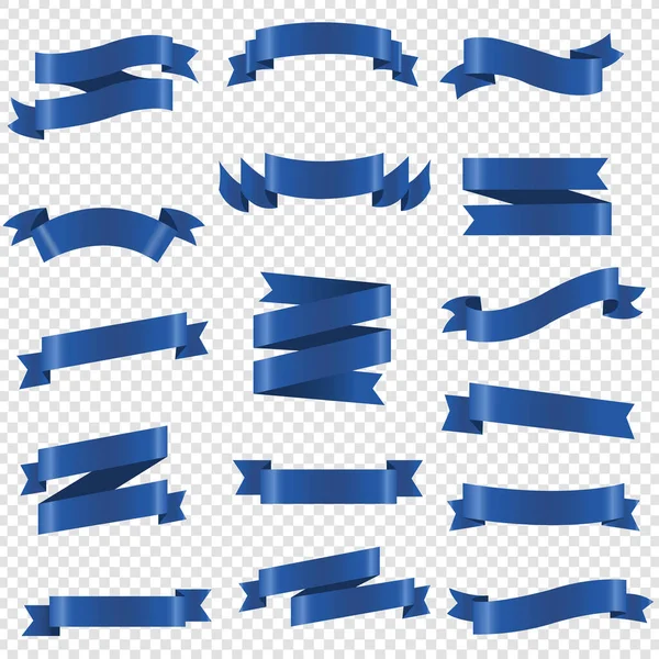 Ensemble Ruban Bleu Isolé Fond Transparent Illustration Vectorielle — Image vectorielle