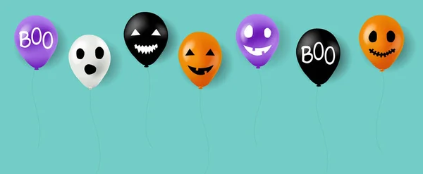 Happy Halloween Balloons Mint Background Gradient Mesh Vector Illustration — Stock Vector